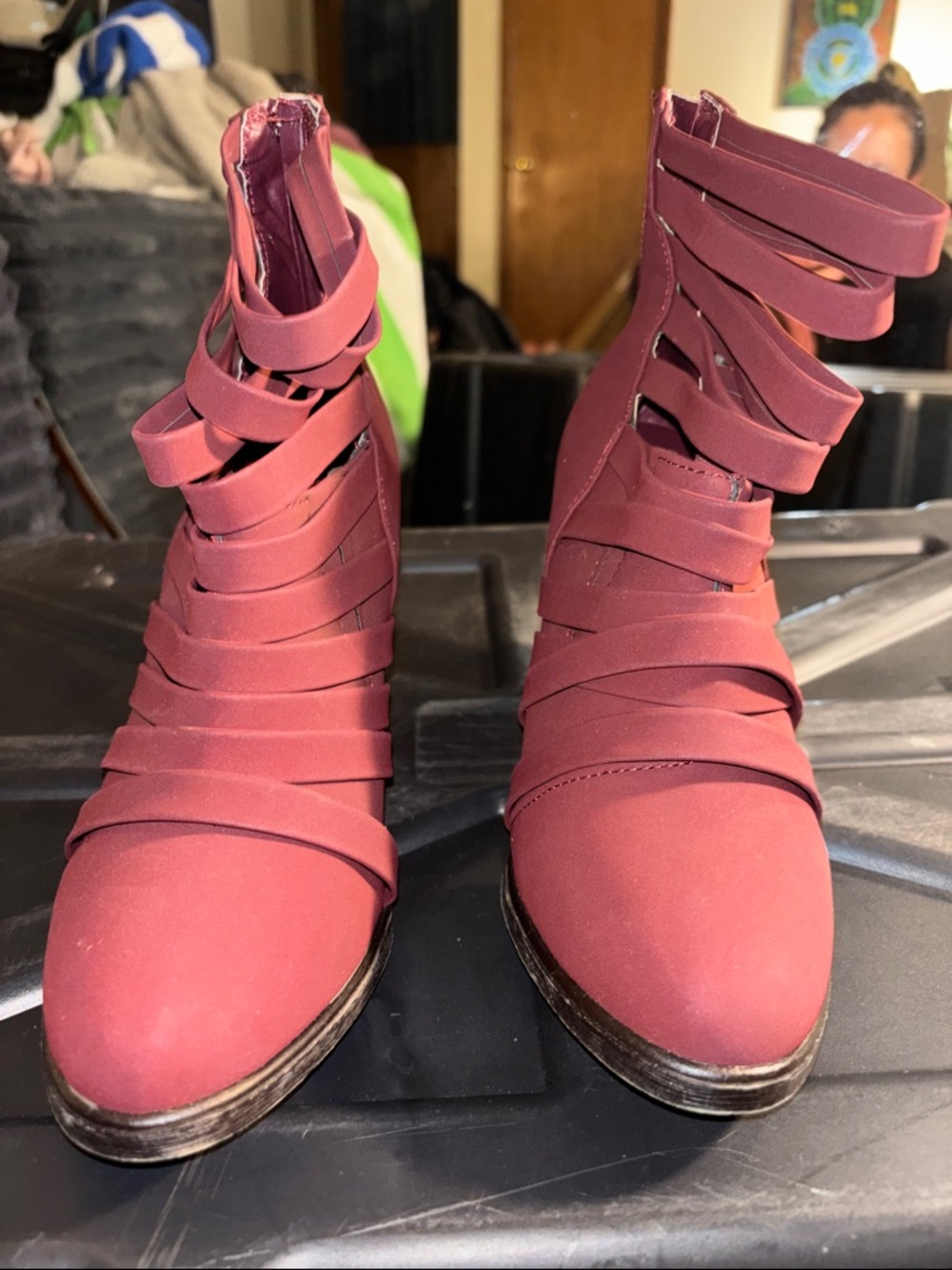 Strappy Ankle Bootie in Raspberry - Picture 5 of 7